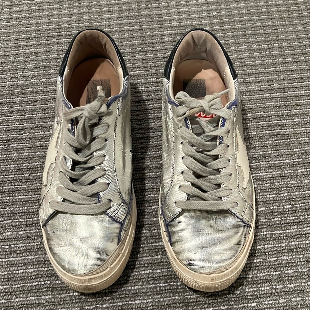 Golden Goose May Silver Leather Sneakers